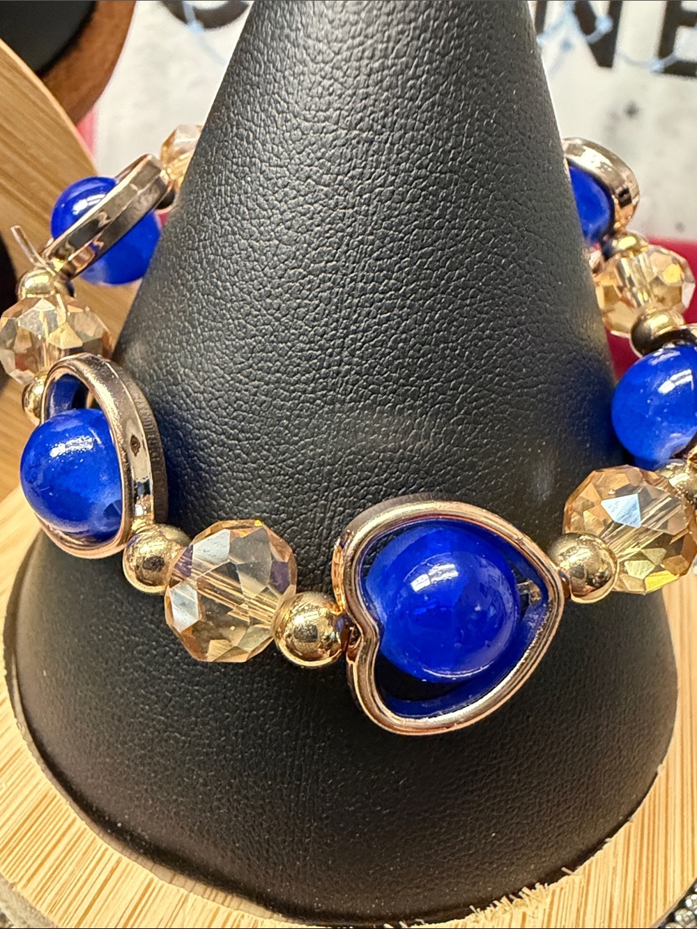 Cobalt Heart Bracelet with Gold Accents 🆕
